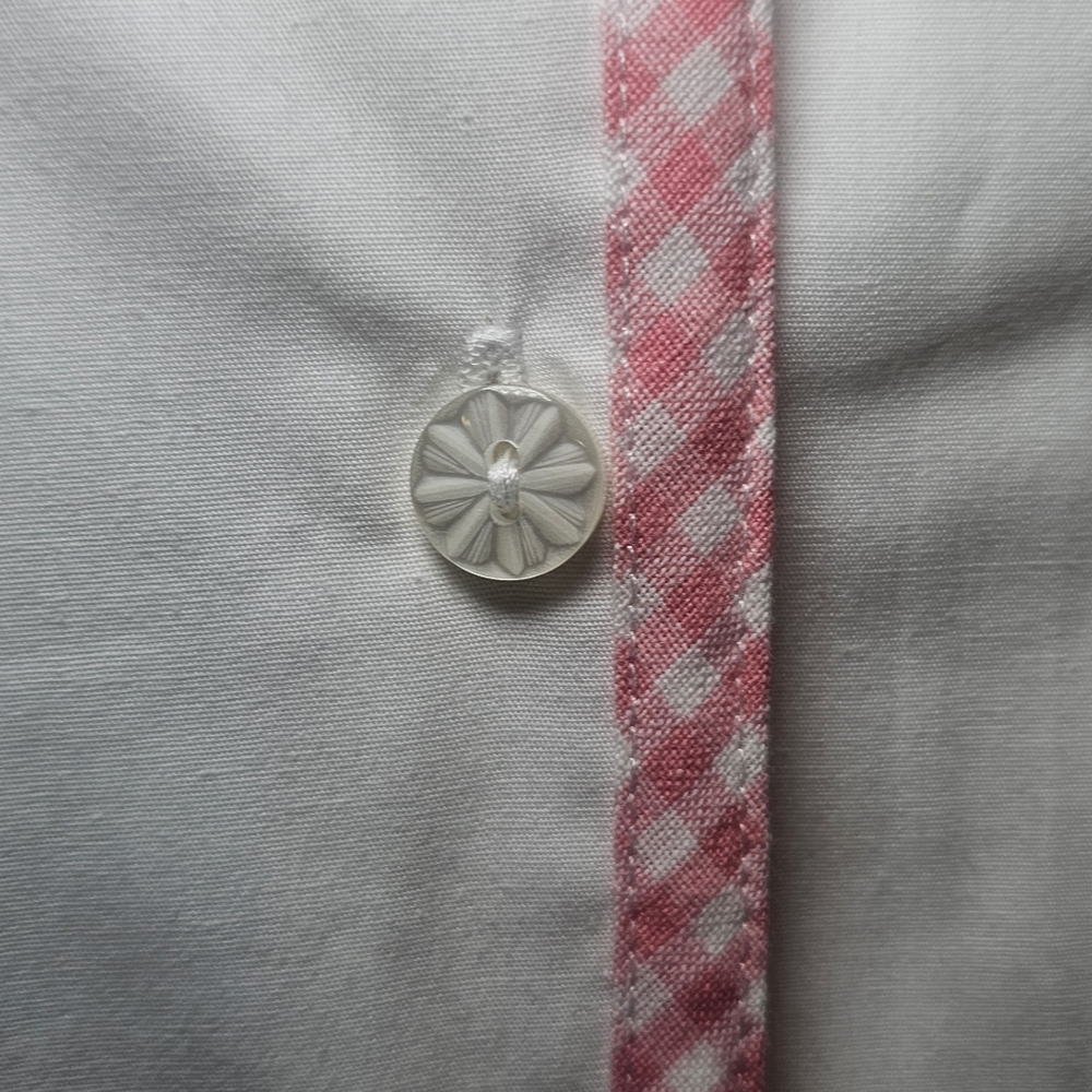 Alfred Dunner 90s Vintage NWT White Button Down Shirt Pink Gingham Floral Pocket - Picture 7 of 10